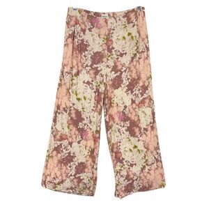 FatFace Zelda Rose Pink Crinkle Floral Wide Leg Trousers Sz 10S